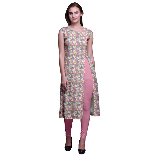 Bimba Printed Side Slit Straight KurtisForWomen Sleeveless Summer Kurta
