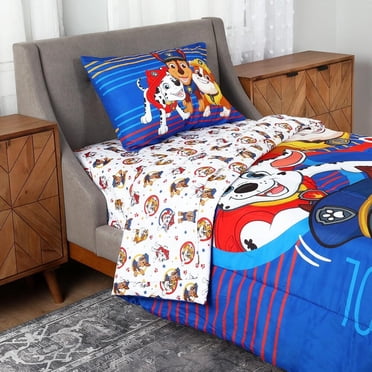 Pat' Patrouille Ensemble de Draps pour Enfant avec Couette Réversible, Lit Simple en Sac - Ensemble 4 Pcs pour Enfants