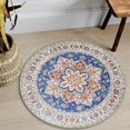thumbnail image 1 of JV Home Round Rug Napoli Pink Blue 4 ft Washable Carpet Anti Slip, 1 of 5