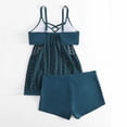 thumbnail image 4 of UPPADA Women Tankini Swimsuits Set Two Piece Tummy Control Bathing Suit Racerback Flowy Swimwear Swim Dress with Bra Skirted Bathing Suit Modest Swimwear with Shorts on Clearance Blue,M, 4 of 6