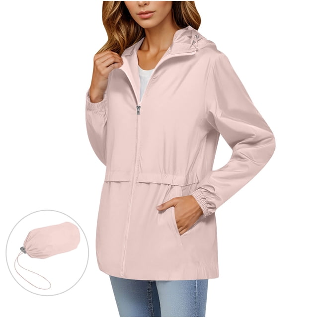 Women's Rain Jacket 2025 - Waterproof Lightweight Hooded Windbreaker Packable with Pockets