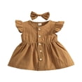 thumbnail image 1 of EIMELI Robe pour Tout-Petits Filles Bébé Été Coton Lin à Volants Dos Nu Sans Manches Enfants Décontractée Plage Fête Robes, 1 of 6