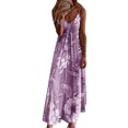 thumbnail image 1 of Robe d'Été Bohème Sans Manches à Dégradé de Couleurs pour Femmes, Robe Longue Maxi Décontractée pour Dames, Aguichant à Col en V, Plage, Vacances, Fête, Cocktail, Robe Évasée, Robe d'Été, P-5TG, 1 of 3