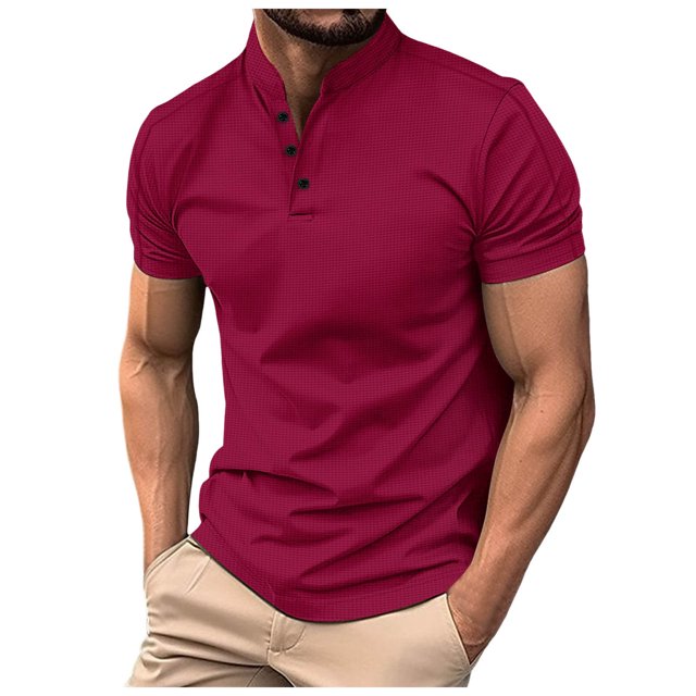 Ramiter Polo Chemise Polo pour Homme Super Extensible à Manches Courtes Chemises Polo pour Hommes Rouge,2TG