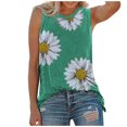 thumbnail image 1 of Qertyioot Hauts pour Femmes Hauts d'Été Col Rond Imprimé Marguerite Débardeur Sans Manches T-Shirts Blouse Graphique, 1 of 9