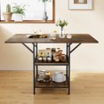 thumbnail image 2 of Costway Dining Table for 4-6People,47”Rectangular Kitchen Table with 2-tier Storage Shelves Rustic Brown + Black, 2 of 10