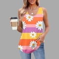 thumbnail image 2 of UPPADA Camisoles Mignonnes pour Femmes Tendance Col Rond à Fleurs Hauts d'Été Sans Manches Blouses Chic Décontracté Camisoles Graphiques Orange,G, 2 of 5