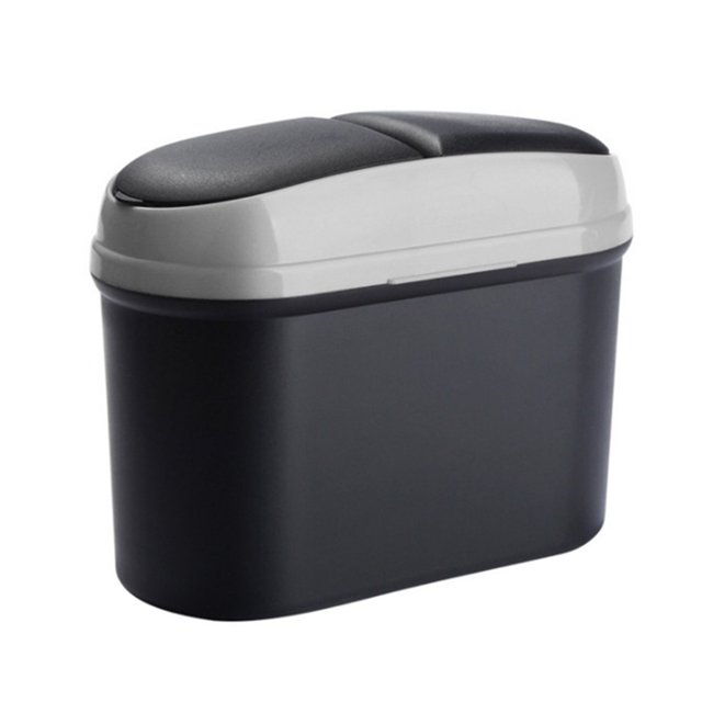 CARTTOU Car Trash Can Car Storage Box Hanging Flip-Top Fashion Storage Bin Double-Port Car Double-Opening Trash Can