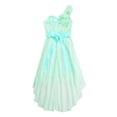 thumbnail image 4 of RUNQHUI Robe à une Épaule pour Enfants Filles en Chiffon Demoiselle d'Honneur Robe Haute Basse Robe de Soirée Formelle Vert Menthe 12, 4 of 7