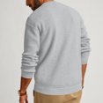 thumbnail image 3 of Yuyuzo Sweatshirts for Men Long Sleeve Round Neck Buttons Pullover Knitted Textured Solid Color Tops, 3 of 6