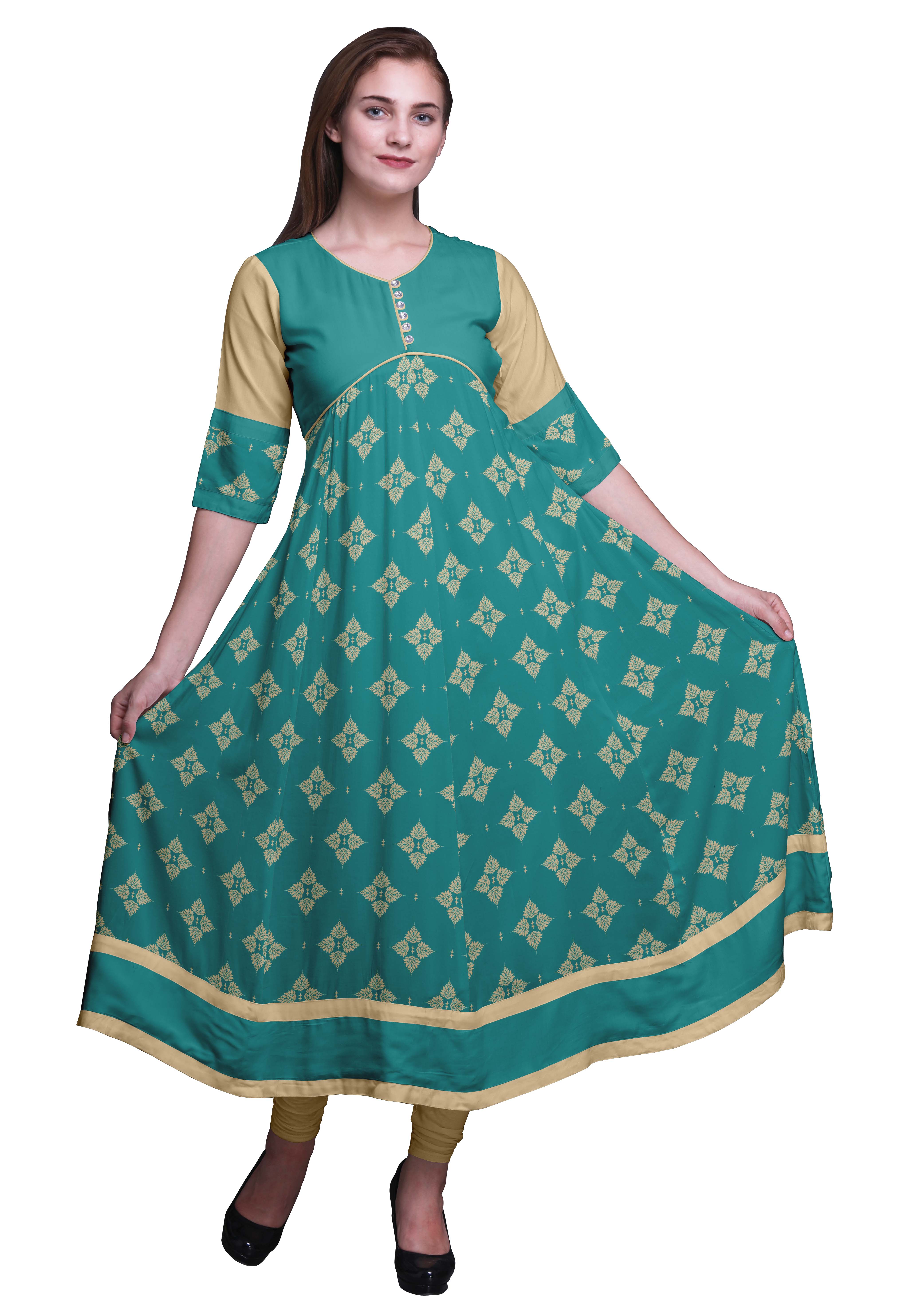 Bimba A Line Indian Kurti Printed Anarkali For Women Tunic Ethnic Kurti