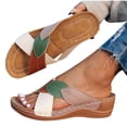 thumbnail image 1 of Orthopedic Sandals for Women Wedge Slide Cross Straps Color Block Open Toe Soft Sole Non Slip Comfortable Walking Sandals Brown, 1 of 9