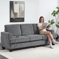 thumbnail image 2 of HOMCOM Canapé 3 Places, Sofa Rembourré avec Ports USB et Porte-Gobelets, Gris, 2 of 10