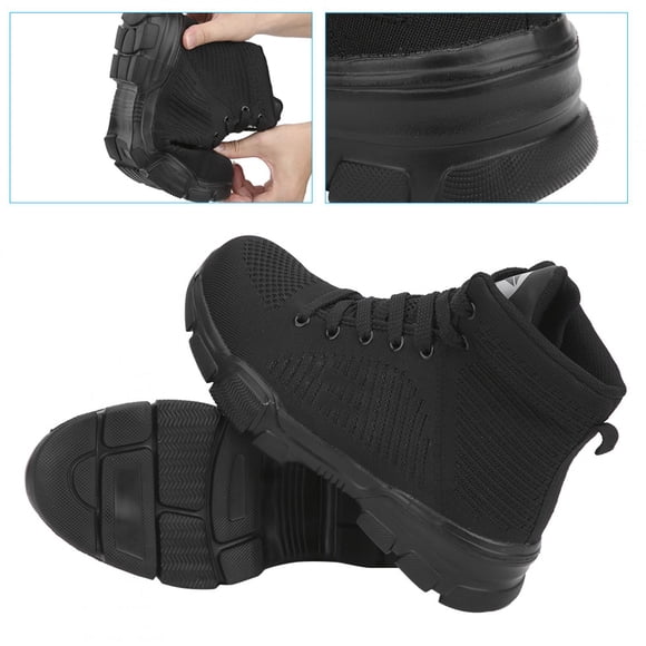 Herwey Mens Safety Shoes Wook Boots Steel Toe Trainers Sneakers Breathable Hiking Black