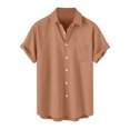 thumbnail image 1 of JIUKE Plus Size Shirts for Men Short Sleeve Button down Shirts Lapel Solid Color Loose Summer Vacation Blouses, 1 of 7
