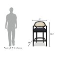 thumbnail image 4 of Americana 27" Cane Back Counter-Height Bar Stool Natural Black Linen, 4 of 10