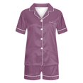 thumbnail image 4 of Yuyuzo Pajama Sets for Women 2 Piece Short Sleeve Button down Shirts Lounge Sets Color Block Soft Pj Sets, 4 of 4