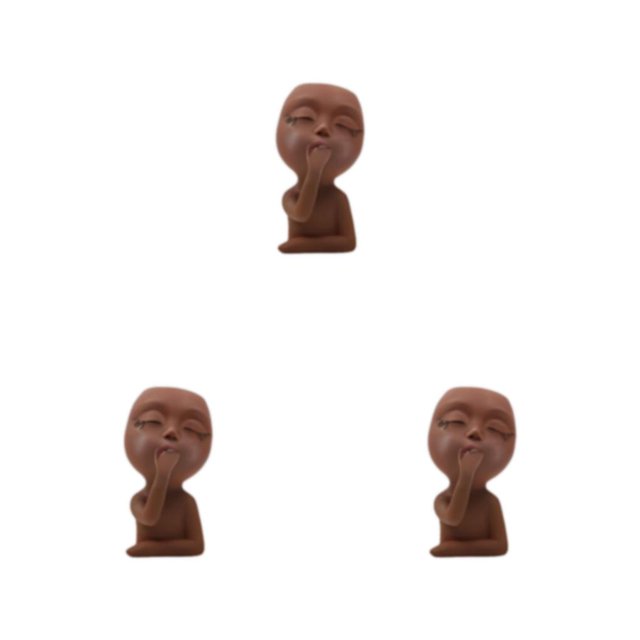 kurtrusly Jardinières Visage Grand Application pour Jardinières Succulentes en Résine Intérieur Marron 3ensemble