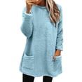 thumbnail image 2 of IMENGL Winter Warm Fleece Thickened Plus Size loose coat jacket sweater, Blue 3XL, Size M-3XL, 2 of 6