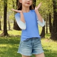 thumbnail image 4 of SERTG T-Shirt Mode Enfant Col Rond Manches 3/4 Imprimé Col Rond pour Été et Printemps 4-15 Ans (Bleu Ciel3,13 Ans), 4 of 7