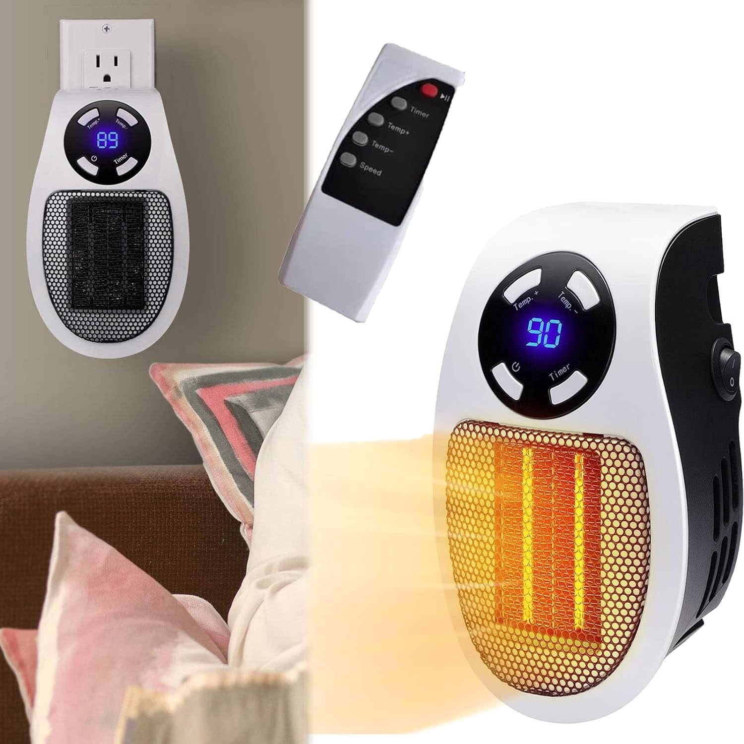 SURJDE Ecoheat-Ecoheat Heater, Ecoheat Ceramic Heater,Ecoheat Small Space Electric Portable Heater, Wall Plug Heater,Toastyheater, Heat Pal Heater (1pc)