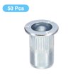 thumbnail image 3 of Unique Bargains M6 Rivet Nuts, 50 Pack Zinc Plated Carbon Steel Knurled Flat Head Threaded Insert Nuts, 3 of 5
