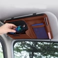thumbnail image 2 of Brown Car Windshield Sunshade Glasses Storage Organizer With Leather Card Holder And Receipt Clip Multifunctional Car Accessory 12.20 X 6.69 Inches 0.77 Lbs, 2 of 6