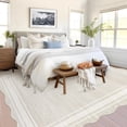thumbnail image 3 of Scalloped Modern Abstract Area Rug 9x12 Large Washable Rug for Living Room, Non-Slip Soft Carpet for Bedroom, Scalloped Low-Pile Solid Print Accent Rug for Dining Room Home Office, Beige, 3 of 9