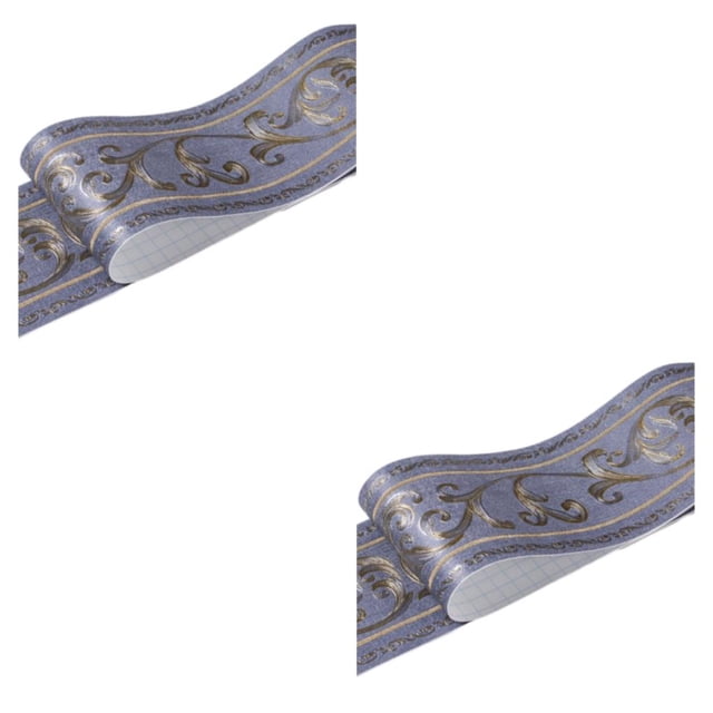 VONKY PVC Border Wall Corner Stick Durable And Waterproof Surface With Exquisite Workmanship Wallpaper For Living Room Decor Blue Vine Flower 2Set