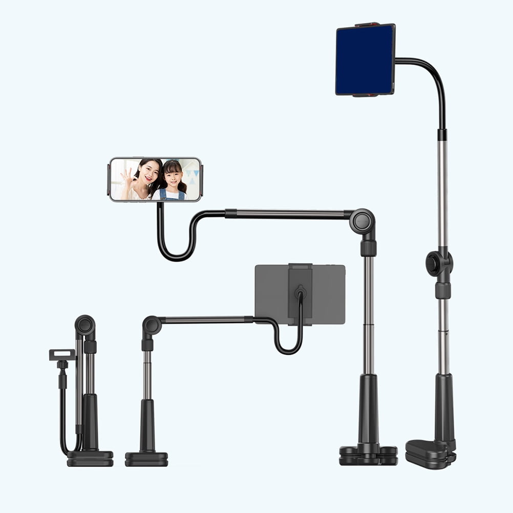 WRISTBIQUE Adjustable Black Phone Stand with 360 Degree Rotation for Desk and Bed Use