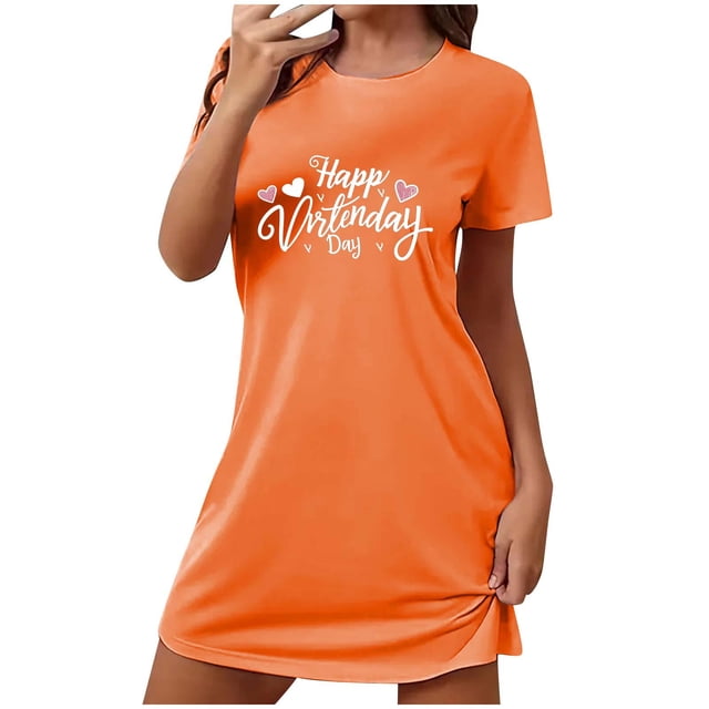 Amzcrzy Pyjamas pour Femmes Mode Imprimé Cœur Valentines Day Robe Décontractée Confortable à Manches Courtes Chemises de Nuit pour Femmes Valentines Day Cadeaux