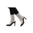 thumbnail image 3 of INSPIRE CHIC Women's Ruffled Cuff Over Knee Length Ribbed Knitted Leg Warmers Light Gray-Printed, 3 of 6