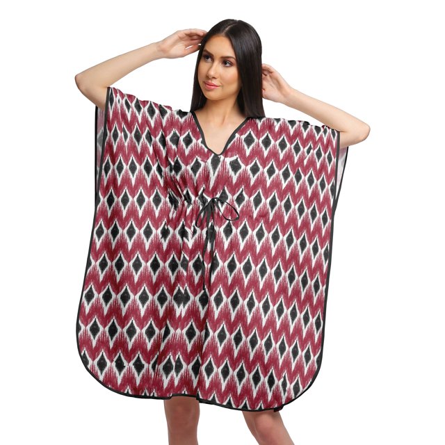Moomaya Robes Caftan de Plage pour Femmes, Caftan Imprimé de Couverture de Bikini, Grande Taille