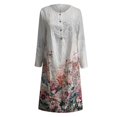 thumbnail image 3 of Robes pour Femmes Dames Décontractées Mode Imprimées Col Boutonné Robe à Manches Longues avec Poches Noir G, 3 of 4