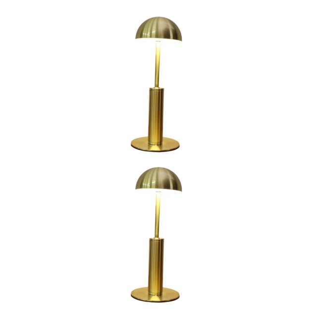 Baohd Dimmable Bedside Table Lamp Elegant Bar Decor Battery Powered Mushroom Gold 2Set
