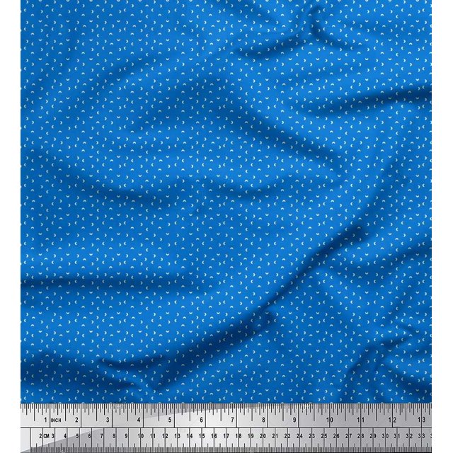 Soimoi Polyester Crepe Fabric Crescent Moon Shirting Print Fabric by The Yard 52 Inch Wide