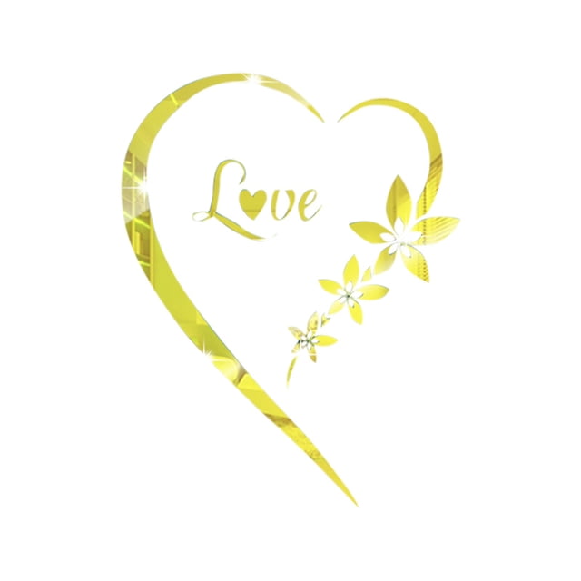 VogueV Heart-Shaped Acrylic Mirror Wall Sticker - Bedroom Vanity Decor A