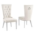 thumbnail image 1 of Chaises Latérales Rembourrées en Velours Crème avec Acier Inoxydable, Ensemble de 2, 1 of 2