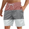 thumbnail image 1 of Plebaso Men's Beach Shorts Color Block Drawstring Casual Shorts Trendy Summer Vacation Shorts for Men, 1 of 4