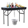 thumbnail image 1 of Costway 4 Foot Party Ice Cooler Folding Table Plastic with Matching Skirt Black, 1 of 10