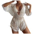 thumbnail image 1 of FhsagQ Swimsuit Sets for Women with Robe Crotchless Women Bikini Cute Sport Push up Swimsuit Mesh Drawstring Swimsuit 3 Piece Swimsuit Swimsuit Sets for Women Push up Bra Crotchless Beige L, 1 of 6
