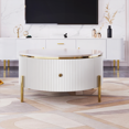 thumbnail image 1 of Table Basse MDF : Design Contemporain, Dessus en Marbre, Pieds Dorés et Espace de Rangement Ample, 1 of 18