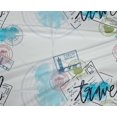 thumbnail image 4 of oneOone Polyester Lycra Turquoise Blue Fabric Stamps & Direction Compass Travel Sewing Material Print Fabric By The Yard 56 Inch Wide, 4 of 4