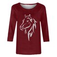 thumbnail image 3 of Baikeli Liquidation pour Femmes Hauts à Manches 3/4 pour Femmes Blouses Décontractées à Imprimé Animal d'Été Chandail Uni Ample T-Shirts à Col Rond Cardigan à Manches 3/4 pour Femmes, 3 of 4