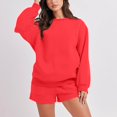 thumbnail image 2 of Bowake Womens 2 Piece Fall Outfits Sweatsuits Oversized Pullover Sweatsuit and Drawstring Shorts Lounge Sets Tracksuit, 2 of 6