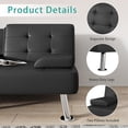 thumbnail image 3 of Homall Futon Sofa Bed Faux Leather Couch Modern Convertible Folding Recliner with 2 Cup Holders,Black, 3 of 7
