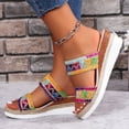 thumbnail image 4 of Sandales Boho pour Femmes de Vacances Espadrilles Ethniques à Plateforme Compensée Pantoufles de Robe Plage Décontractées à Enfiler Chaussures d'Été, 4 of 6