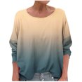 thumbnail image 3 of WRKEKC T-Shirts à Manches Longues pour Femmes, Chemises à Manches Longues pour Femmes, T-shirt Tendance Confortable à Manches Longues à Col Rond Dégradé Imprimé pour Femmes Grande Taille, 3 of 6