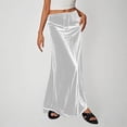 thumbnail image 2 of Kvture Ladies Fashion Women Solid Color Elastic Waist Drawstring Long Skirt White L, 2 of 6