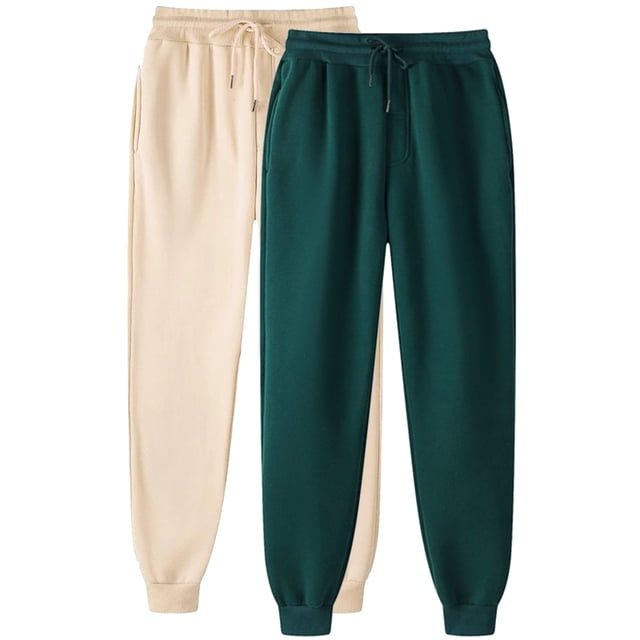 Pisexur 2PC Womens Sweatpants Solid Color Elastic High Waist Yoga Pants Casual Baggy Drawstring Workout Jogging Pants Oversized Straight Leg Sweatpants Plus Size Sweatpants with Pockets S-3XL